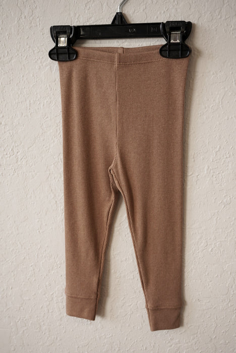 Cotton Ribbed Pajama Set- Camel