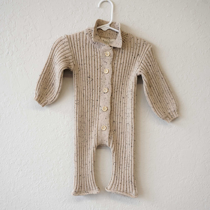 Organic Collared Chunky Rib Lounge Suit - Speckled