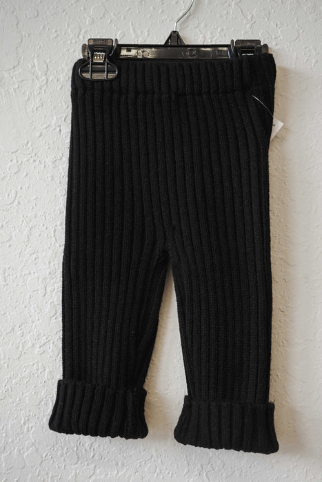 Thick Ribbed Knit Pants - Black