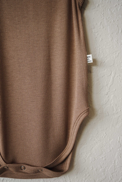 Ribbed Sleeveless Bodysuit - Camel