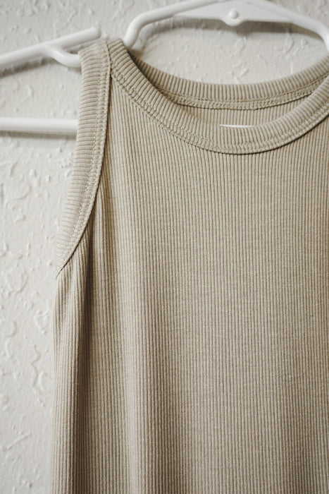Ribbed Sleeveless Bodysuit - Khaki