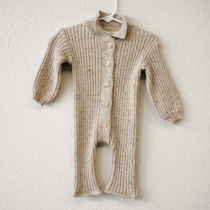 Organic Collared Chunky Rib Lounge Suit - Speckled
