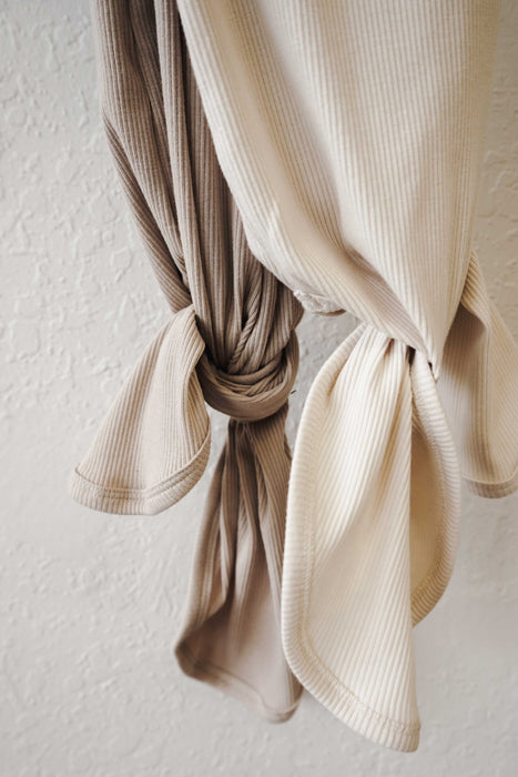Organic Ribbed Knot Gown- Vanilla