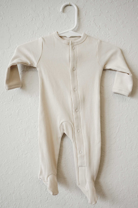 Organic Ribbed Snap One Piece- Vanilla