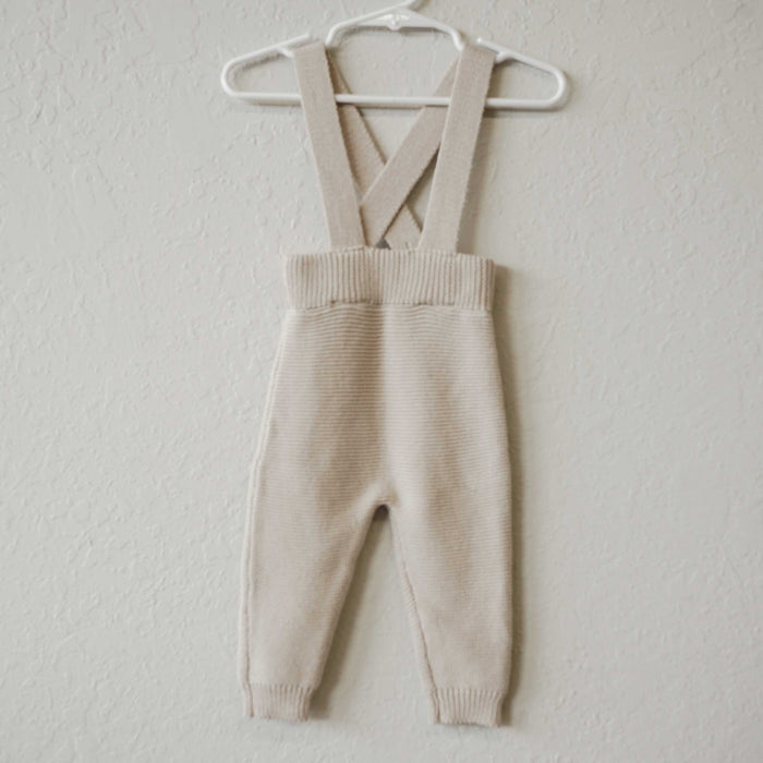 Knit Suspender Pants - Natural