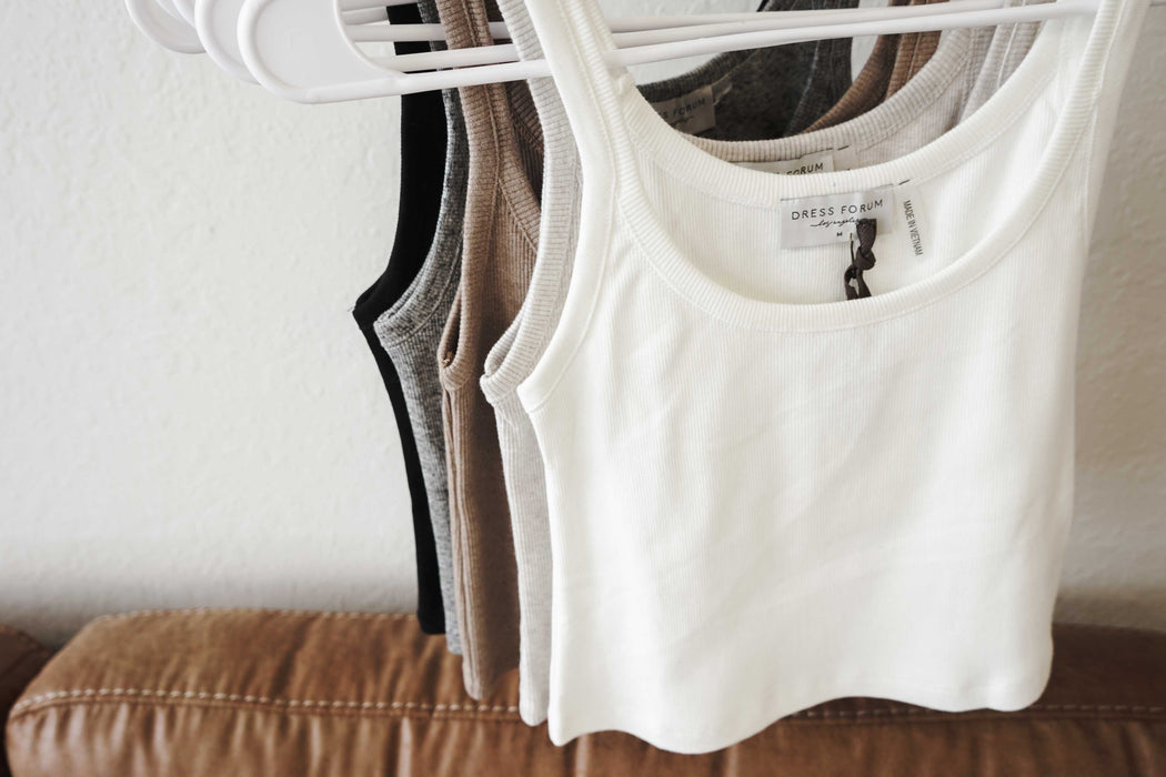 Ribbed Knit Short Tank- Black